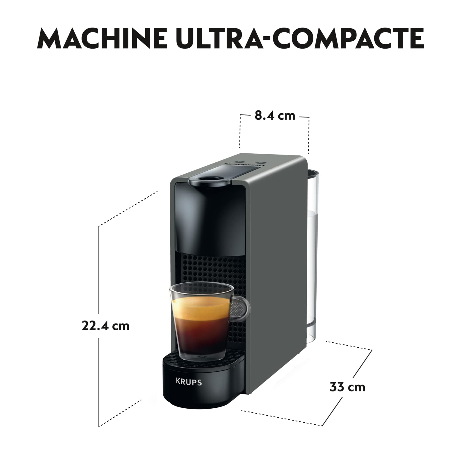 Fralix Essenza Mini - Machine à Café à Capsules Compacte, Gris Intense