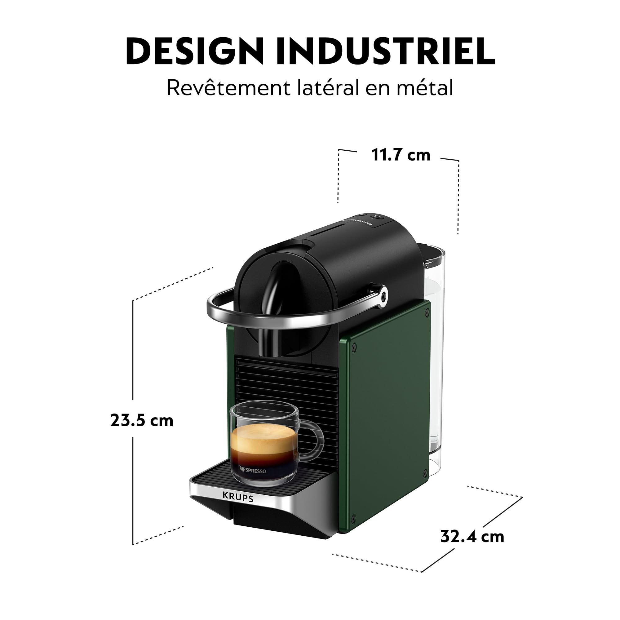 Fralix Pixie - Machine à Café à Capsules Design Compact, Vert Foncé